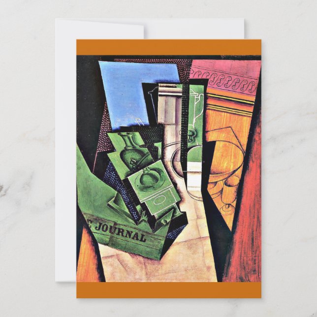 Tarjeta Gris - Desayuno, pintura famosa, (Anverso)