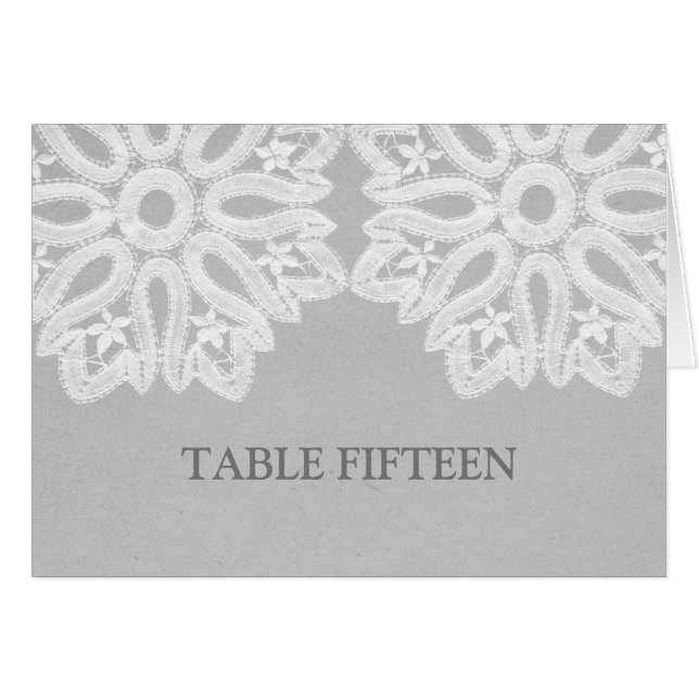 Tarjeta Gris Elegant Lace Table Number (Anverso (Horizontal))