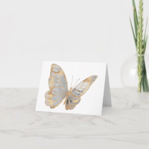 Tarjeta Gris pálido y mariposa dorada BLANCO