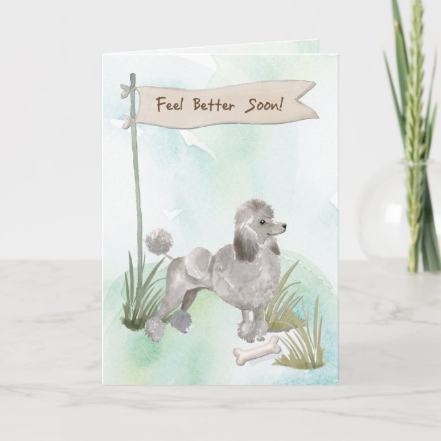 Tarjeta Gris Poodle se siente mejor después de cirugía a p (Anverso)