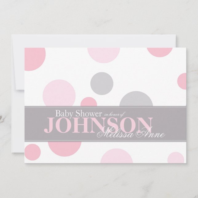 Tarjeta gris rosada de la invitación de Baby (Anverso)