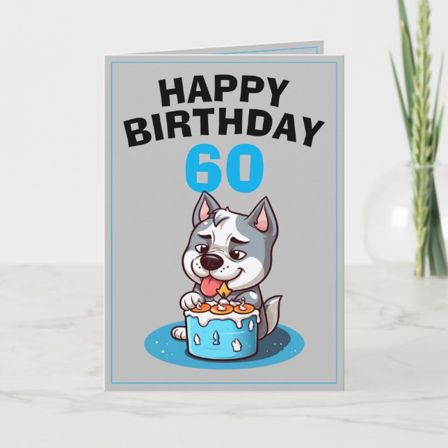 Tarjeta Gris y Husband azul 60 cumpleaños (Anverso)