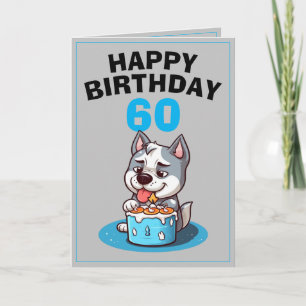 Tarjeta Gris y Husband azul 60 cumpleaños