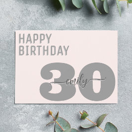 Tarjeta Gris y rosa modernos 30 años