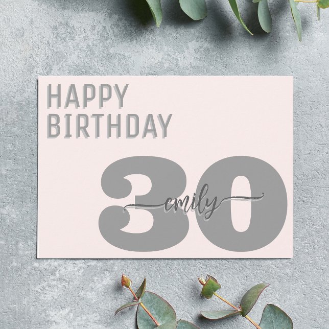 Tarjeta Gris y rosa modernos 30 años (Subido por el creador)