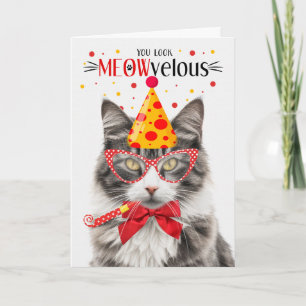 Tarjeta Gris y White Tabby Cat MEOWveloz cumpleaños