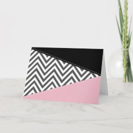 Tarjeta Gris Zigzag, Gris Chevron, Zigzag Pattern, Rosa