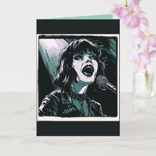 Tarjeta Grita Fuerte Punrockero Retro Vintage Verde Azul