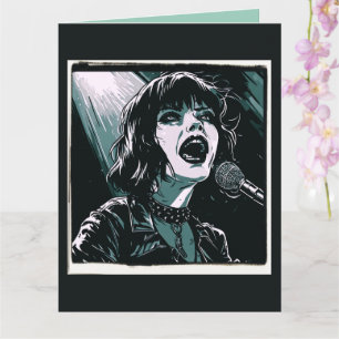 Tarjeta Grita Fuerte Puntal Rocker Retro Vintage Verde Azu