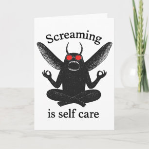 Tarjeta Gritar Es Cuidado Personal Divertido Mothman Zen M