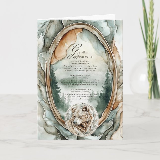 Tarjeta Grizzly Bear Guardian De Lo Salvaje (Anverso)