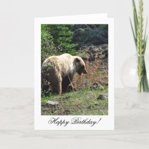 Tarjeta Grizzly Bear Smile; feliz cumpleaños