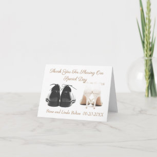 TARJETA GROOM AND BRIDE SHOES BODA GRACIAS