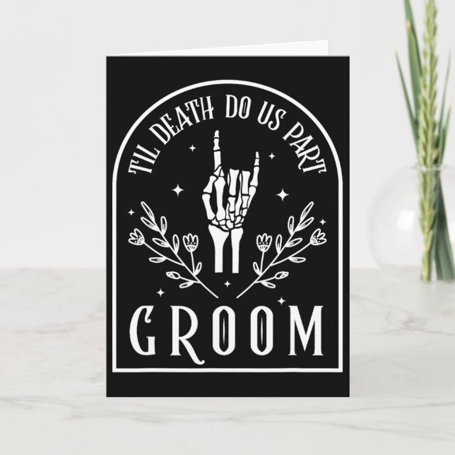 Tarjeta Groom Bride Skeleton Gothic Halloween Engagement W (Anverso)