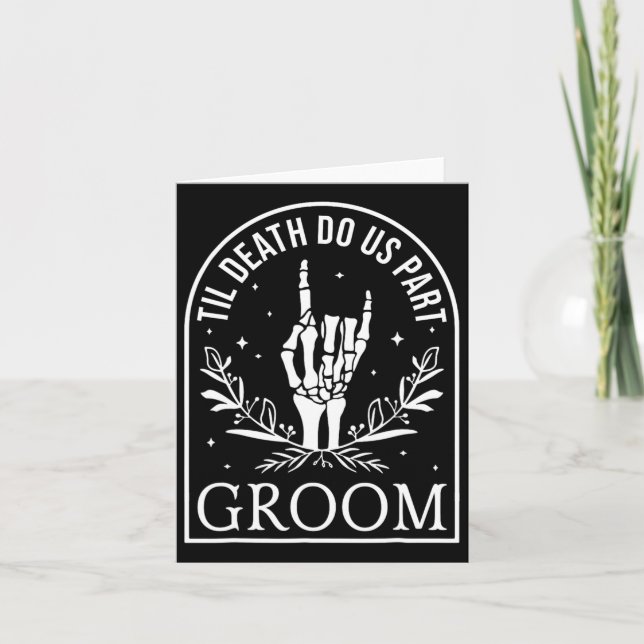Tarjeta Groom Bride Skeleton Participación Gótica en Hallo (Anverso)