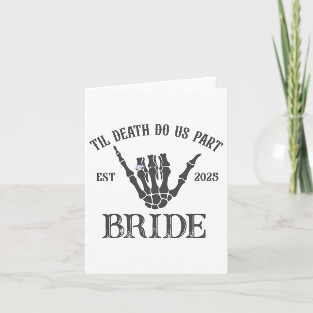 Tarjeta Groom Bride Skeleton Participación Gótica en Hallo (Anverso)
