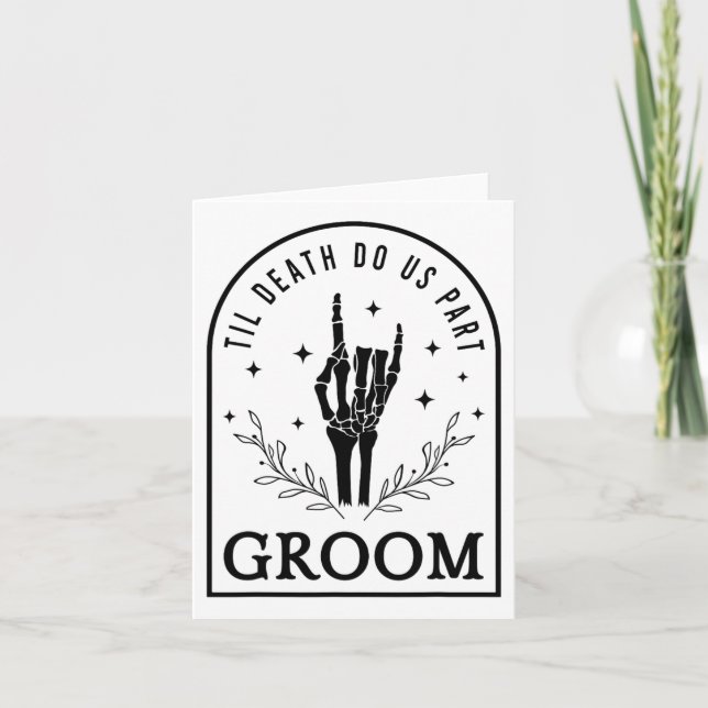 Tarjeta Groom Bride Skeleton Participación Gótica en Hallo (Anverso)