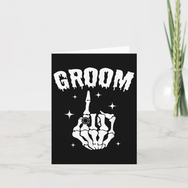 Tarjeta Groom Skeleton Boda Halloween Parejas Matc (Anverso)