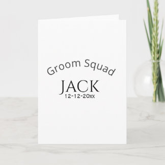Tarjeta Groom squad name date year bold letter bachelorett