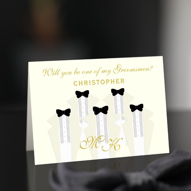 Tarjeta Groomsman de Boda de Tuxedo (Ask your friend to be one of your Groomsmen with this card. He'll say yes)