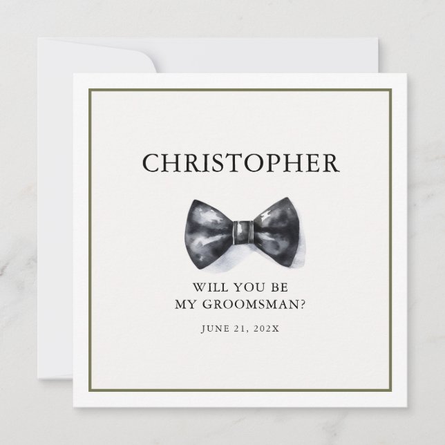 Tarjeta Groomsman de color de agua simple (Anverso)