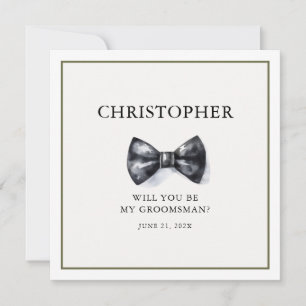 Tarjeta Groomsman de color de agua simple