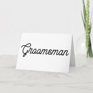 Tarjeta Groomsman de guiones blancos y negros