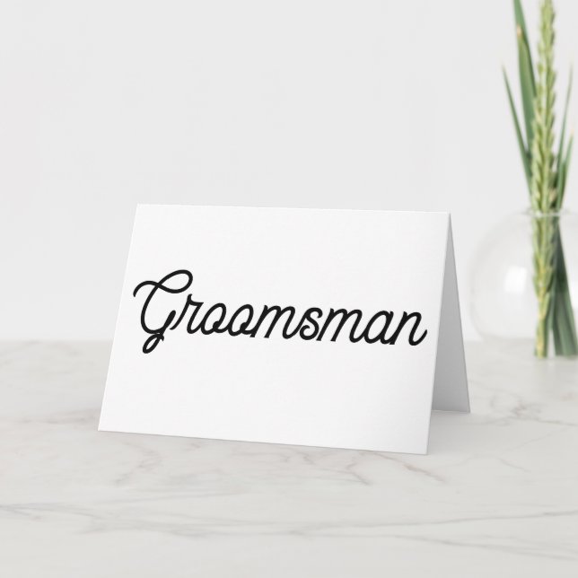 Tarjeta Groomsman de guiones blancos y negros (Anverso)