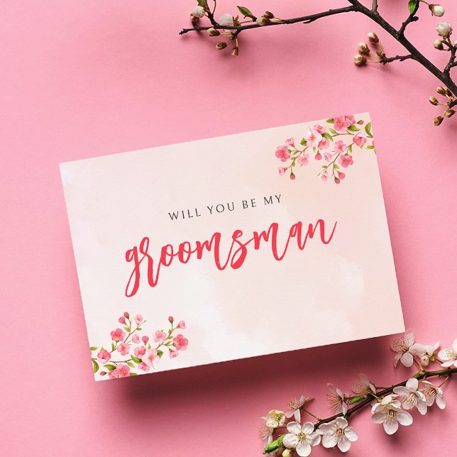 Tarjeta Groomsman de primavera con flores de cerez (Subido por el creador)