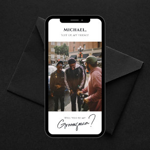 Tarjeta Groomsman moderna con foto