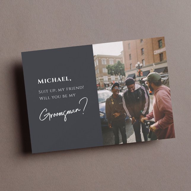 Tarjeta Groomsman moderna con foto (Subido por el creador)