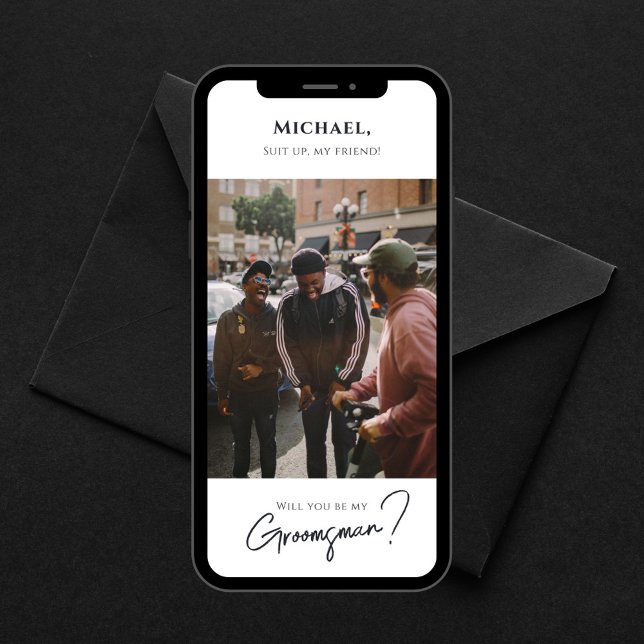 Tarjeta Groomsman moderna con foto (Subido por el creador)
