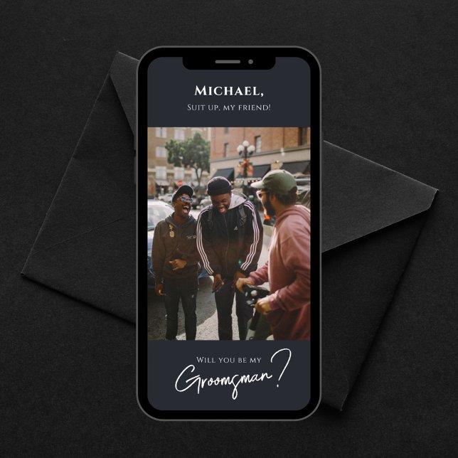 Tarjeta Groomsman moderna con foto (Subido por el creador)