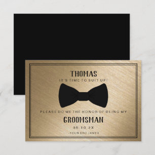 Tarjeta Groomsman - Negro Tied III Gold