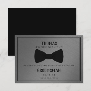 Tarjeta Groomsman - Negro Tied III Gris oscuro
