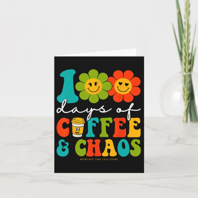 Tarjeta Groovy 100 Días De Café Y Maestra De Caos 100 Da (Anverso)
