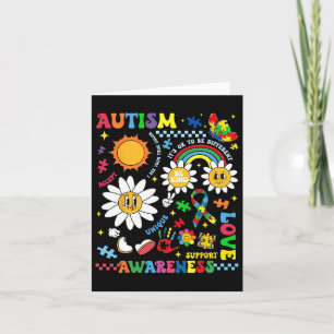 Tarjeta Groovy Autism Awareness Unique Love Support Puzzle
