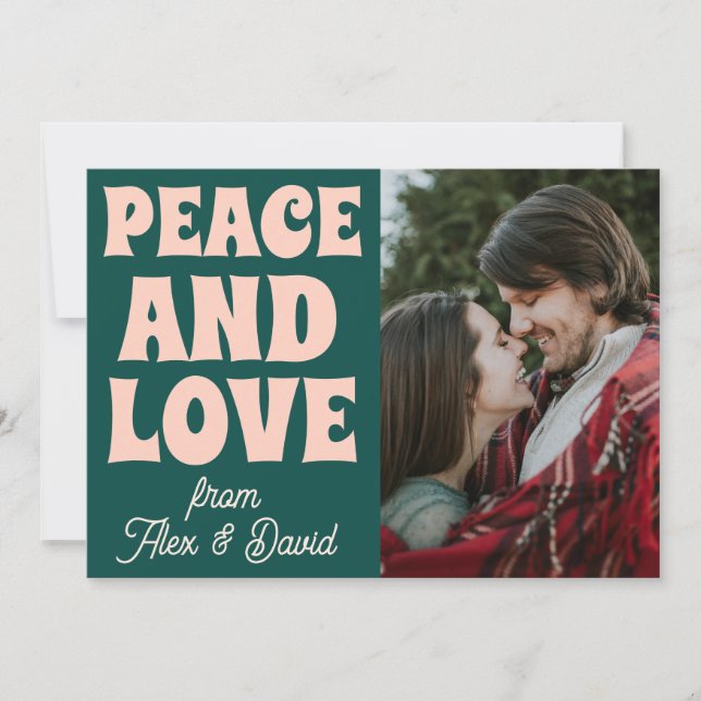 Tarjeta Groovy Bold Funky Navidades Merry Y Bright (Anverso)