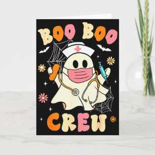 Tarjeta Groovy Boo Boo Crew Enfermera Halloween Fantasma L