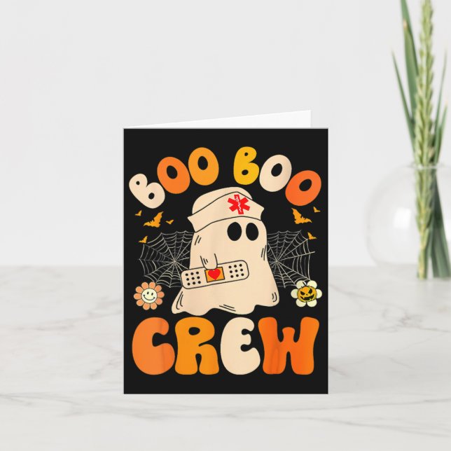 Tarjeta Groovy Boo Crew Enfermera Famosa Fantasma Hallowee (Anverso)