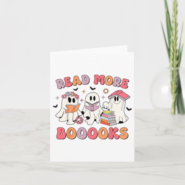Tarjeta Groovy Booooks Fantasma Lee Más Libros Divertido P (Anverso)