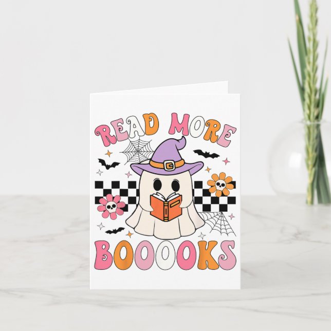 Tarjeta Groovy Booooks Ghost Leer más libros Un profesor g (Anverso)