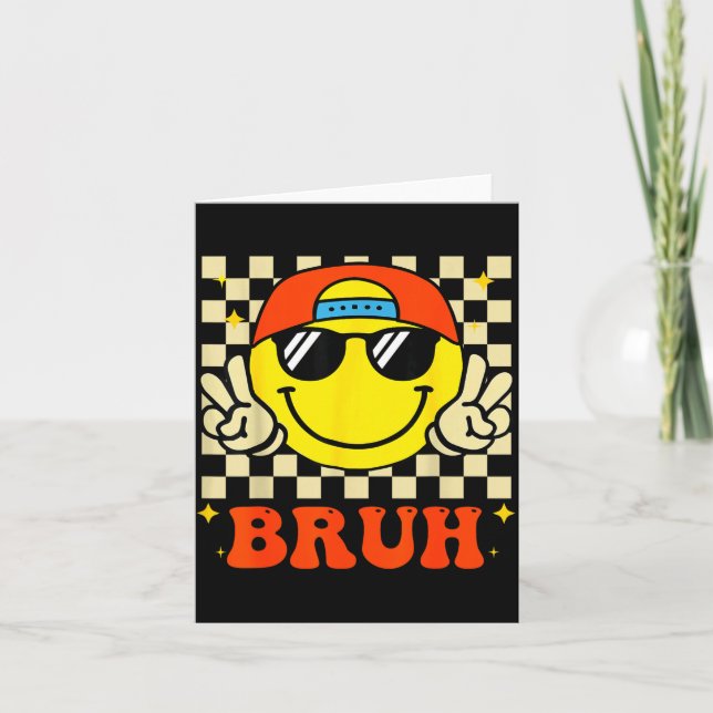 Tarjeta Groovy Bruh For Girls Kids Boys Smile Face  (Anverso)
