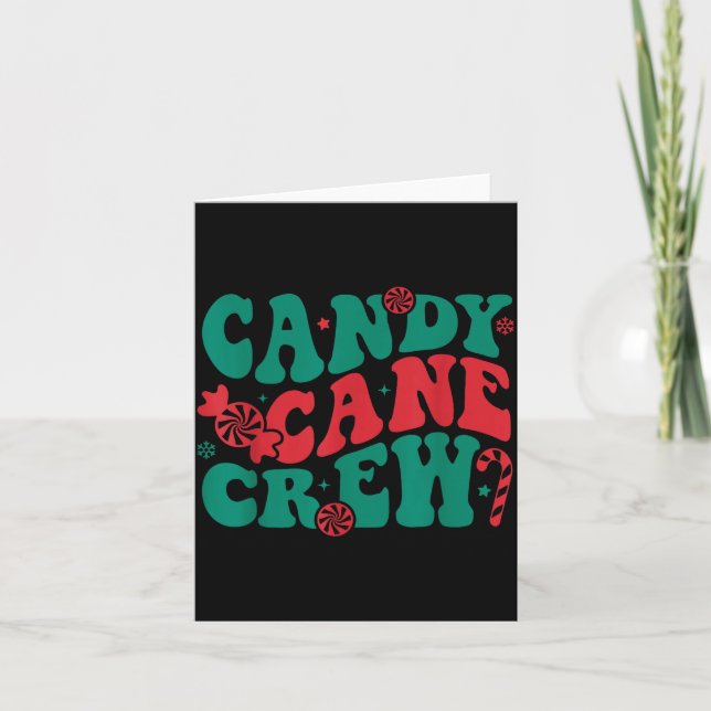Tarjeta Groovy Candy Cane Crew Conjunto Familiar Grupo Squ (Anverso)