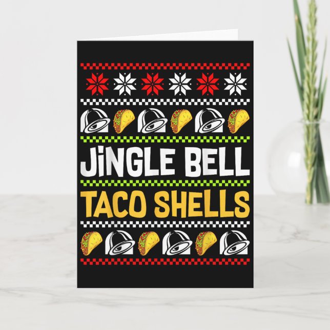 Tarjeta Groovy Christmas Jingle Bells Taco Shells Ugly Xma (Anverso)
