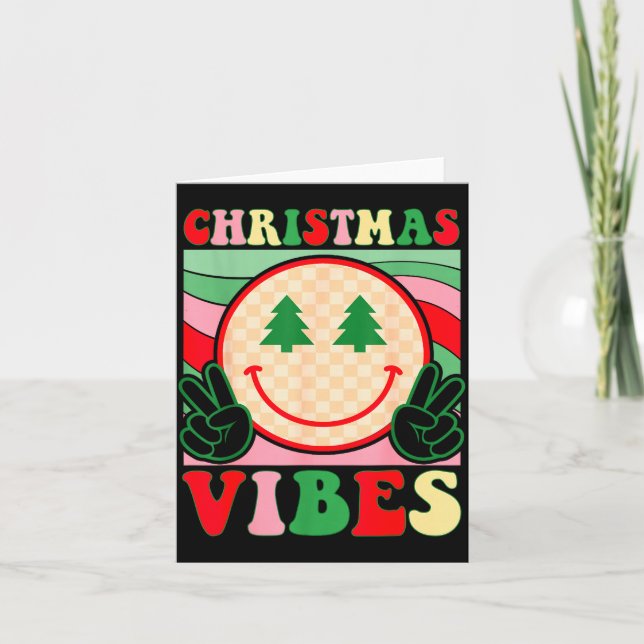 Tarjeta Groovy Christmas Vibes Happy Christmas Day For Men (Anverso)