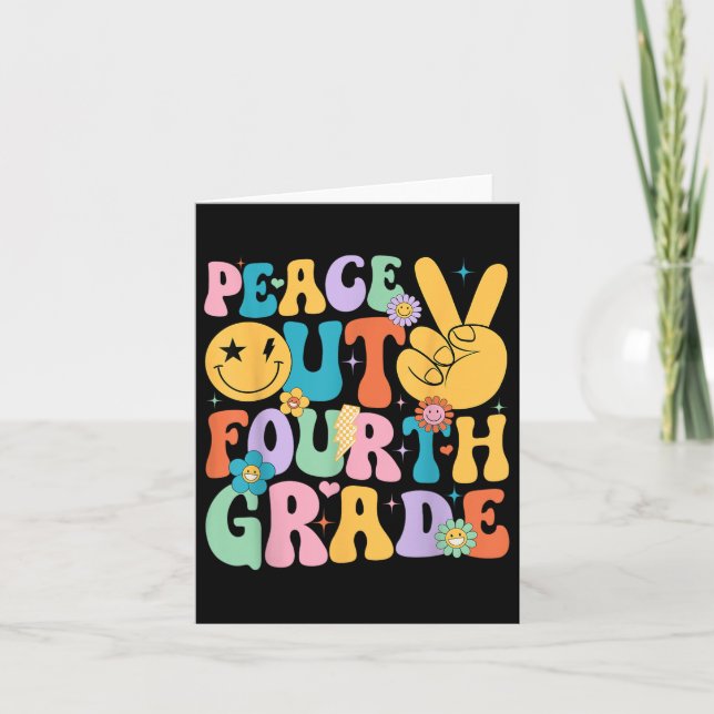 Tarjeta Groovy Cute Peace Out Cuarto Graduado Summ (Anverso)