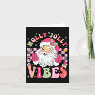 Tarjeta Groovy Cute Santa Claus Navidades vibes mujeres na
