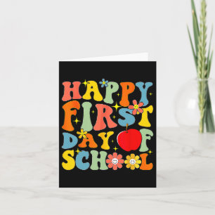 Tarjeta Groovy Feliz Primer Día De La Escuela, Pasado A La