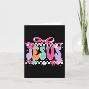 Tarjeta Groovy Floral Jesus Coquette Bow Religious Christi